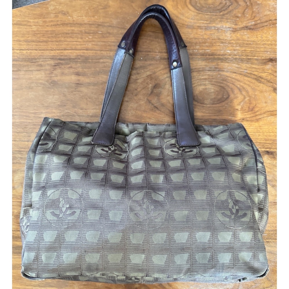 CHANEL Travel Line Olive Nylon Tote - Picture 1 of 10